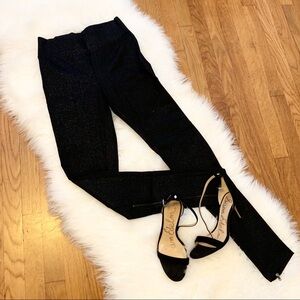 Black Glitter Leggings w/ Zipper Detailing